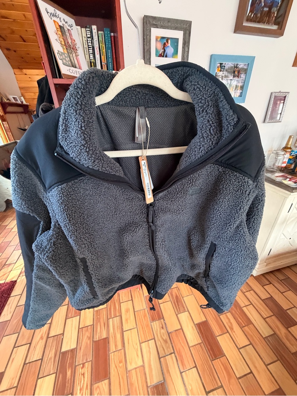 SKIMS Charcoal Gray Sherpa Teddy Jacket